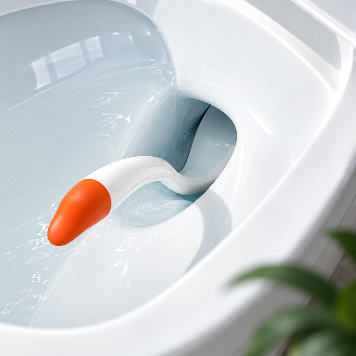 Swan-Shaped Toilet Brush Set