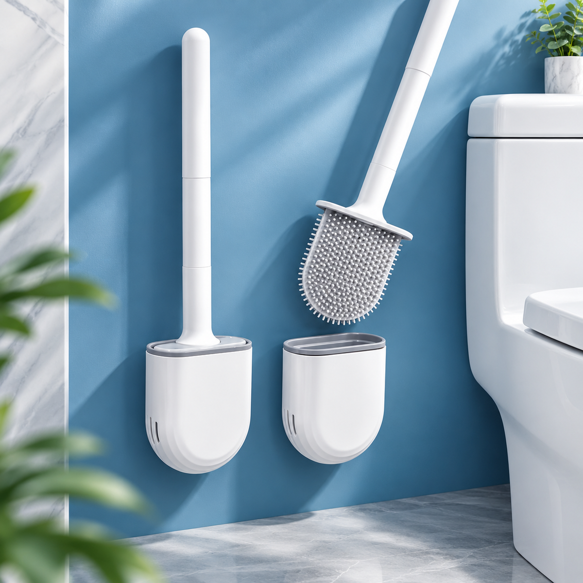 Wall-Mounted Silicone Toilet Brush