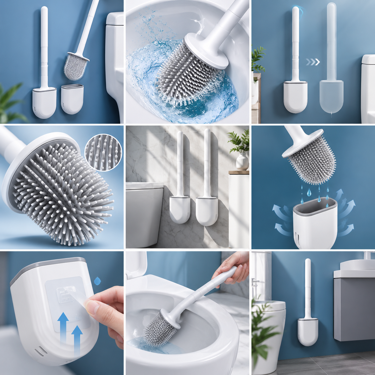 Wall-Mounted Silicone Toilet Brush