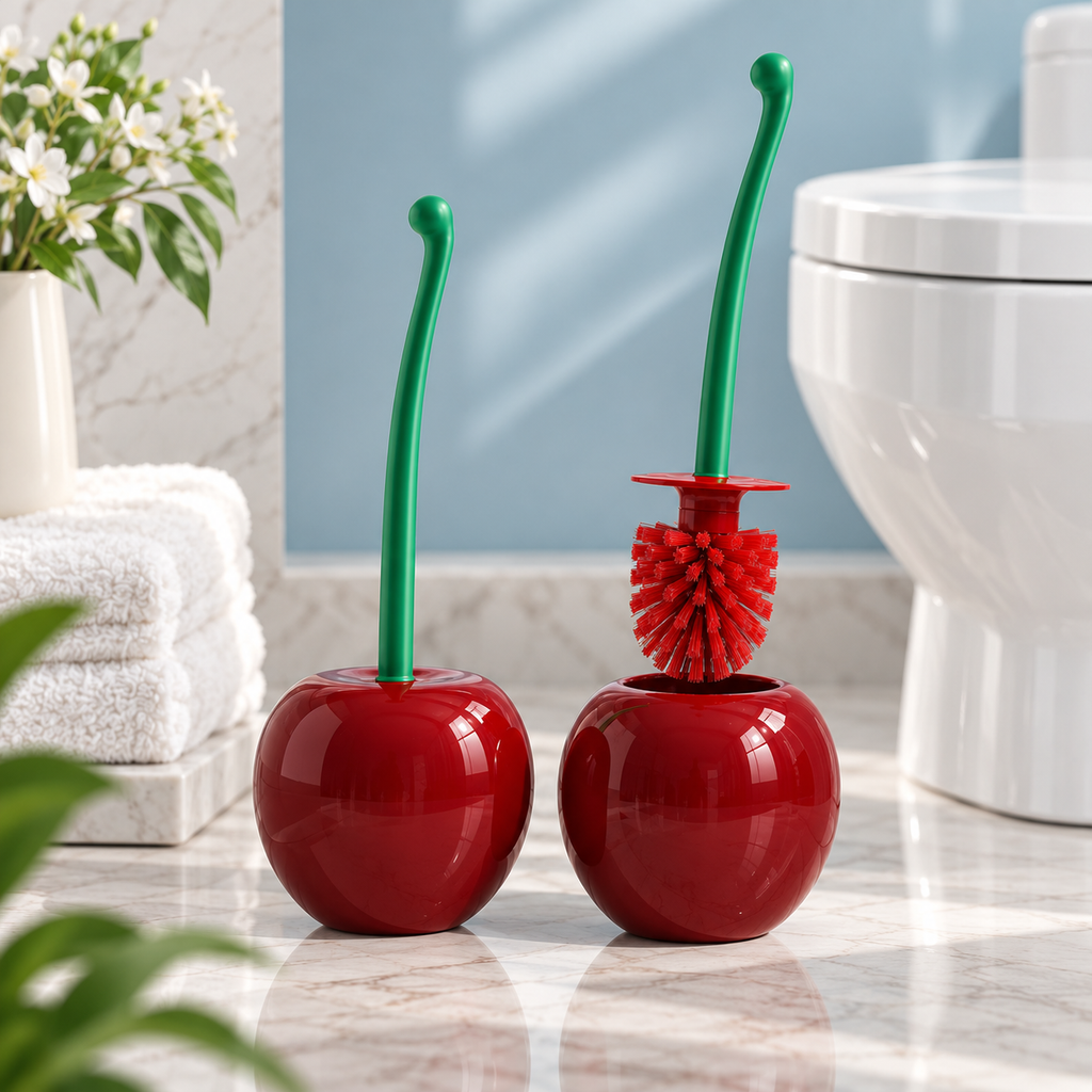 Cherry-Shaped Toilet Brush Set